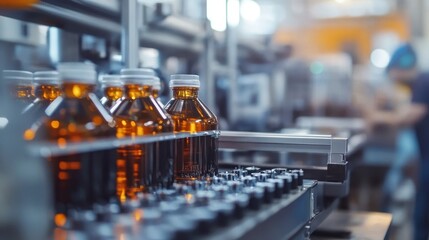 Naklejka premium Bottles on Production Line
