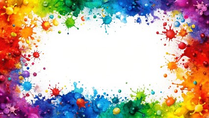 Fototapeta premium Vibrant Rainbow Paint Splatter Frame