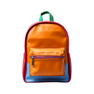 Colorful school backpack isolated on transparent background