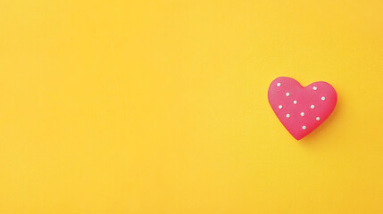 red heart on yellow background