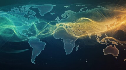 Atmospheric wind circulation map, soft gradient cartographic design. Wind speed pressure maps