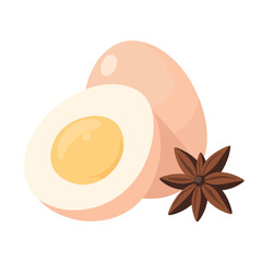 Halved Tea Egg with Star Anise Spice