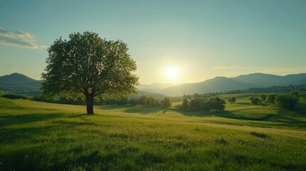 Fototapeta premium Serene Landscape at Sunrise
