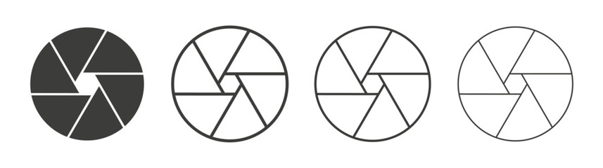 Aperture line icon vector illustration set.