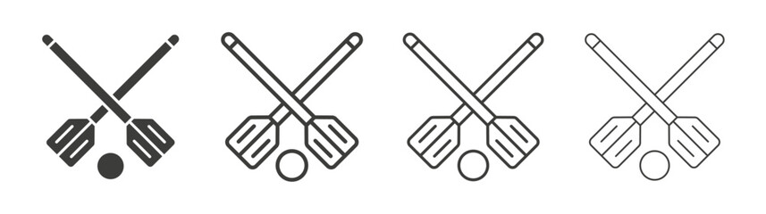 Broom-ball line icon vector illustration set.