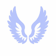 Obraz premium Pastel blue pixel art wings, ethereal, angelic design