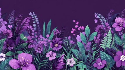Floral Banner in Purple and Green Shades