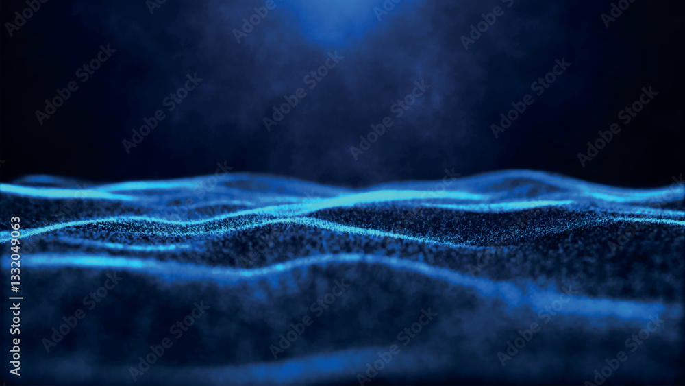 Poster futuristic dot wave. abstract digital particle wave. colorful music wave. digital background with sm
