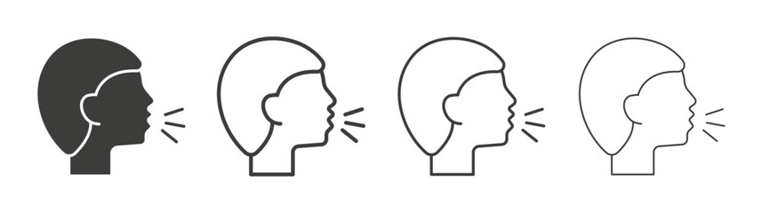 Cough line icon vector illustration set.