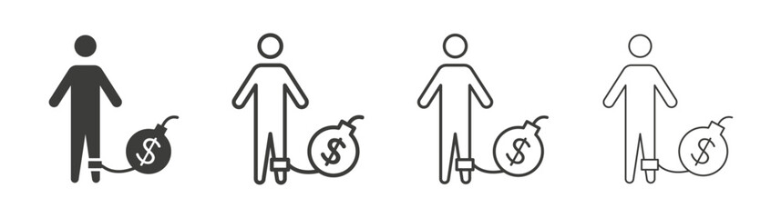 Debt line icon vector illustration set.