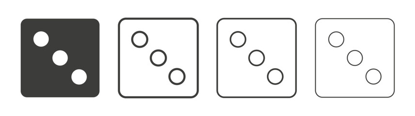 Dice three line icon vector illustration set.