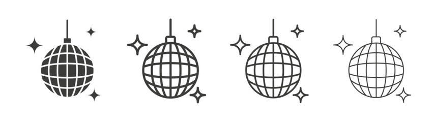 Disco ball line icon vector illustration set.