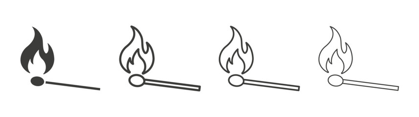Match fire line icon vector illustration set.