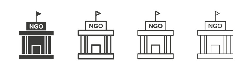 NGO Building line icon vector illustration set.