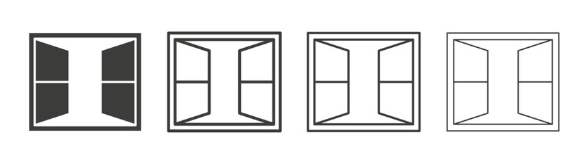 Open window line icon vector illustration set.