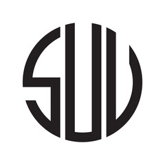  SUV modern elegance and creative logo design .SUV luxurious alphabet design . SUV letter initial logo design.