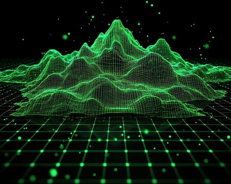 Green data visualization of a digital topographical three dimensional landscape