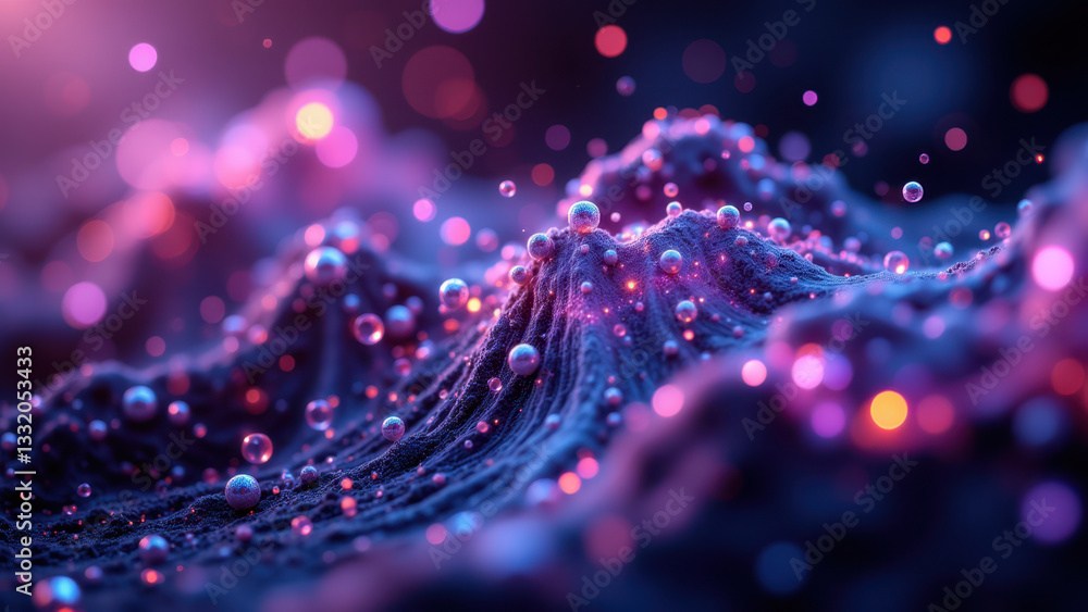 Aufkleber stunning 3d rendering of a molecular structure with glowing particles, evoking a sense of mystery an