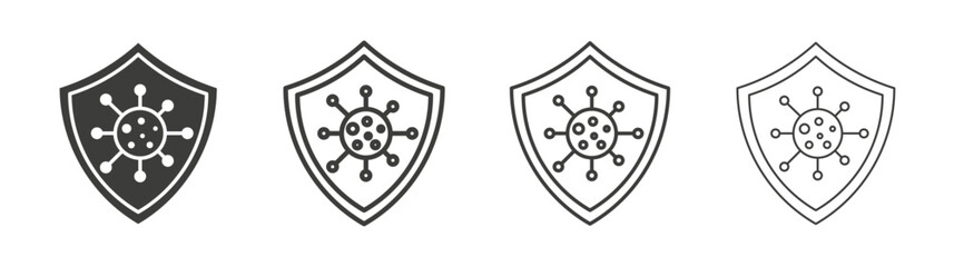 Shield virus line icon vector illustration set.