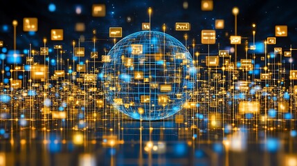 A digital globe representing global data networks and connections