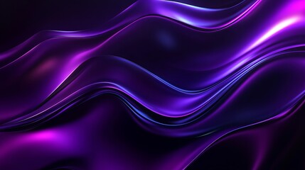 Naklejka premium Abstract Purple and Blue Liquid Waves Dynamic Flowing Elegant Swirling Smooth Shiny Dark Background Design Modern Digital Art Illustration Graphic 
