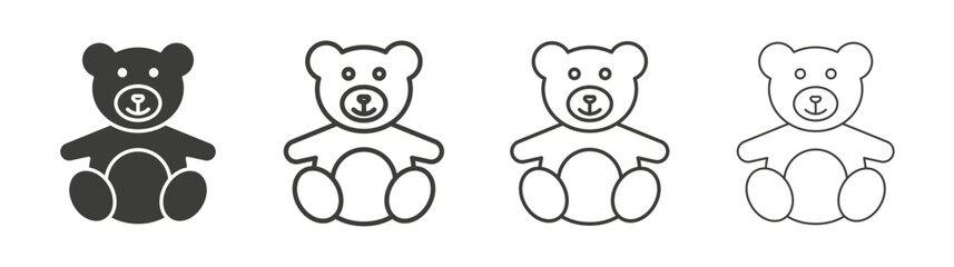 Teddy bear line icon vector illustration set.