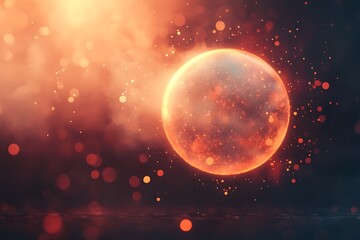 Naklejka premium A glowing sphere surrounded by vibrant orange light and particles