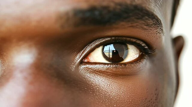 Close-up of confident eyes radiating determination