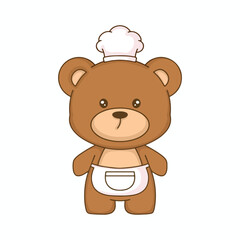Fototapeta premium cute bear teddy with chef hat and uniform vector illustration design