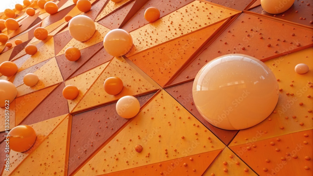 Aufkleber spherical illusion: abstract geometric design with orange hues and spherical elements, creating a me