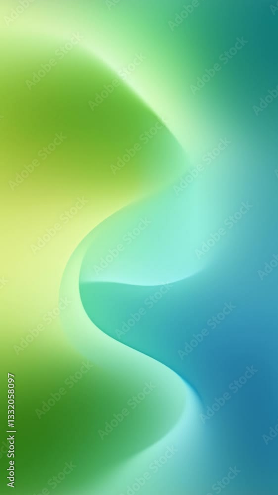 Fototapete Abstract fluid shapes in smooth gradients of green and blue hues creating a calming and serene background ideal for digital projects and design usage
