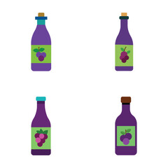 A set of different bottles including beer, wine, and champagne in various colors such as green, white, and red, with transparent and empty containers isolated on a white background