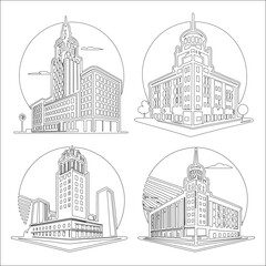 set of hand drawn illustrations of landmarks