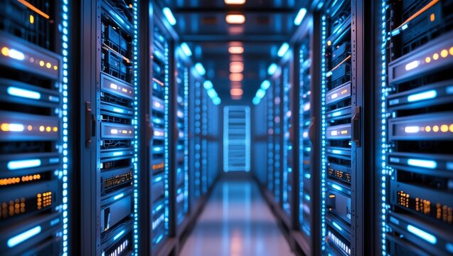 Network Security Background with Data Center and Server Racks