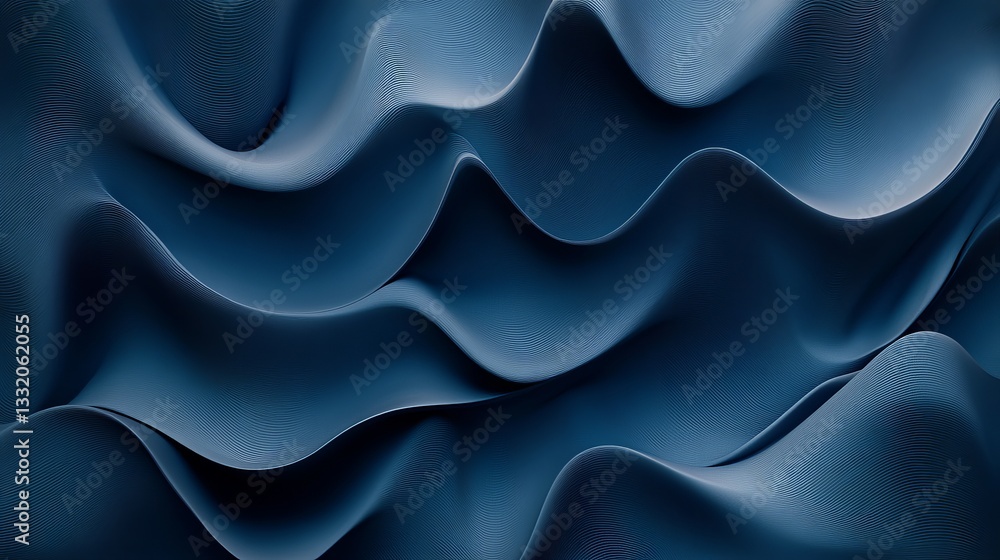 Aufkleber abstract blue wave background elegant smooth dark deep 3d digital art modern design texture pattern 
