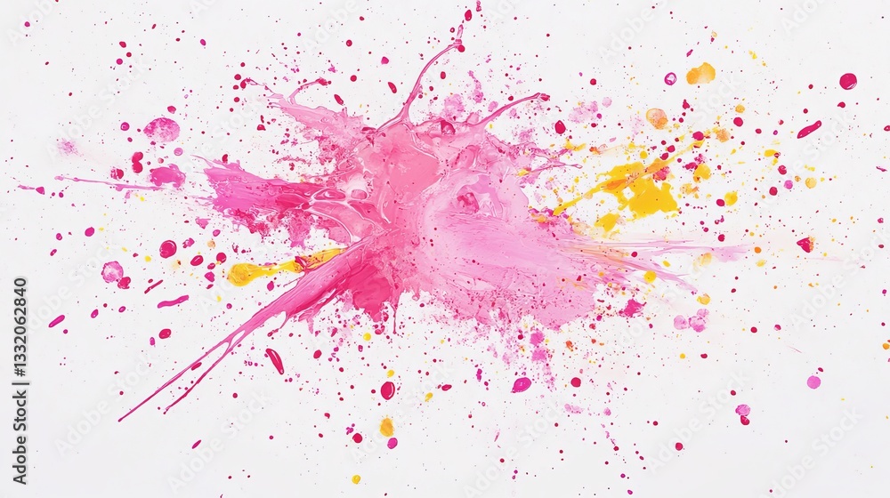 Poster abstract pink and yellow paint splatter artistic background texture design modern digital art for pr