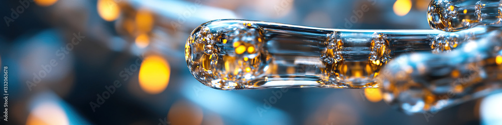 Poster translucent cylinders with internal bubbles and bokeh lighting