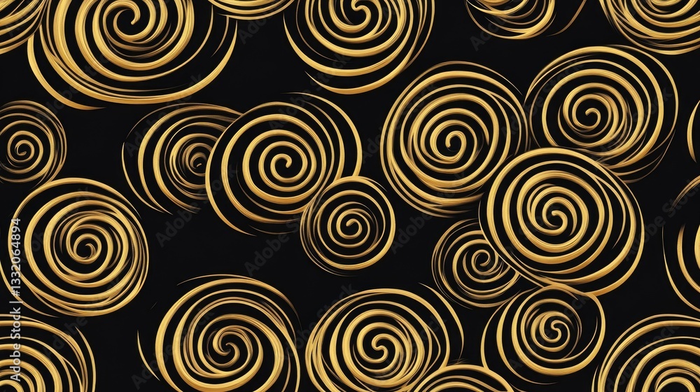 Aufkleber elegant abstract swirls in gold on a dark background for modern design and artistic projects