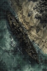 Submerged Wreck Battlemap Post Apocalyptic Underwater Ruins RPG Terrain