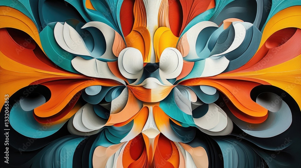Aufkleber abstract paper art design with vibrant colors and intricate patterns for modern digital backgrounds