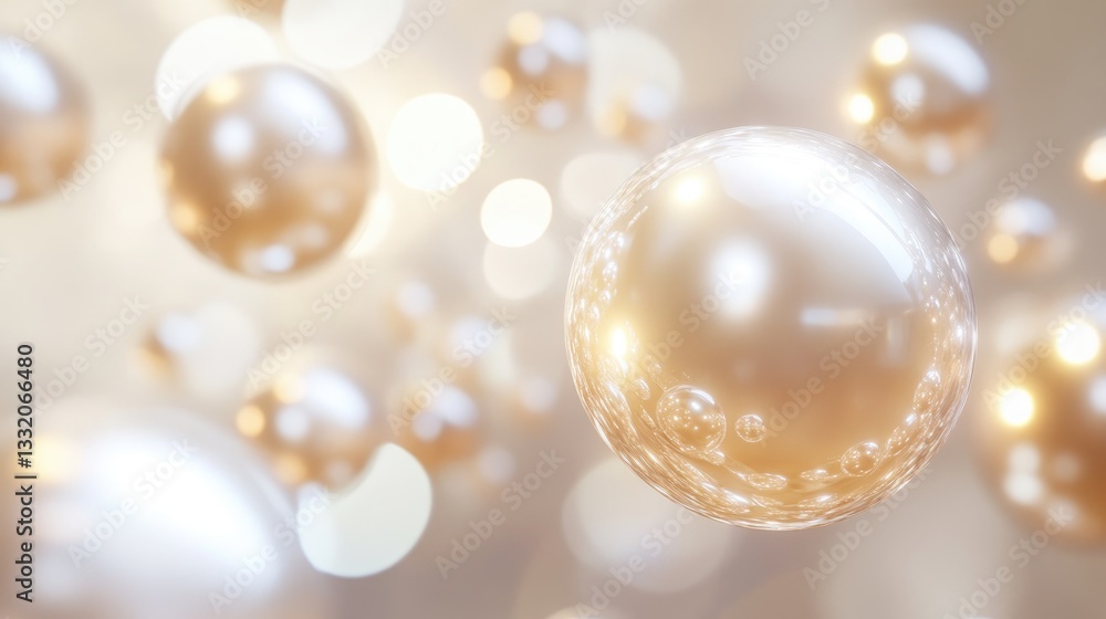 Aufkleber ethereal floating bubbles with soft glows and radiant background for conceptual designs and artistic
