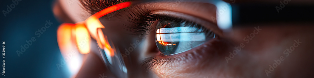 Poster close-up of eye with reflected computer screen