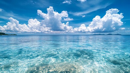 Fototapeta premium A stunning tranquil ocean scene under a beautiful blue sky