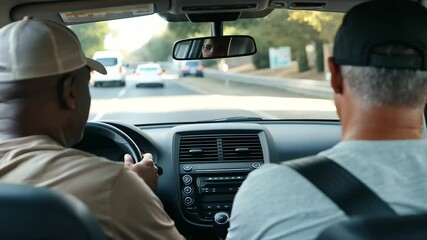 Friendly conversation between passenger and taxi driver during ride