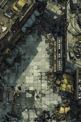 Battlemap: Supermarket Ruin Post Apocalyptic Landscape for RPG Games – Explore the Devastation