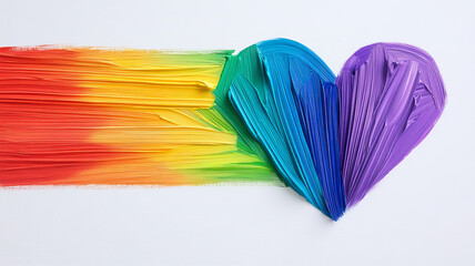vibrant heart shape painted with rainbow colors, symbolizing love and diversity