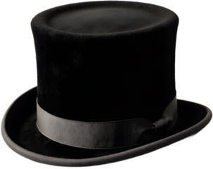 black top hat on white