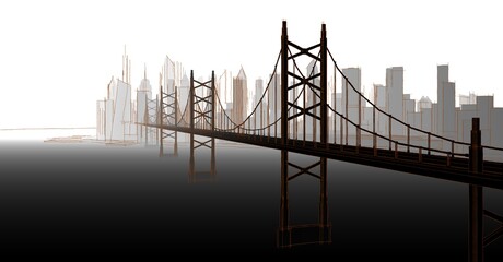 modern city panorama 3d illustration