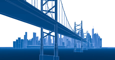 Fototapeta premium modern city panorama 3d illustration