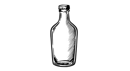  Vintage Style Empty Bottle Drawing In Black Ink